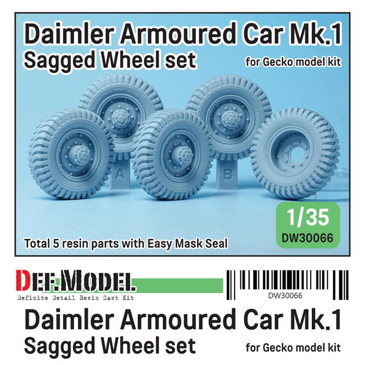 1/35 British Daimler Armoured Car Mk.1 Sagged wheel set (for Ge