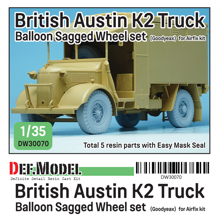 1/35 British Austin K2 Truck Balloon Sagged wheel set (for Airf
