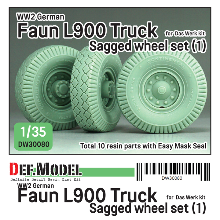 1/35 WW2 German Faun L900 Truck wheel set-Continental(1) (for Da