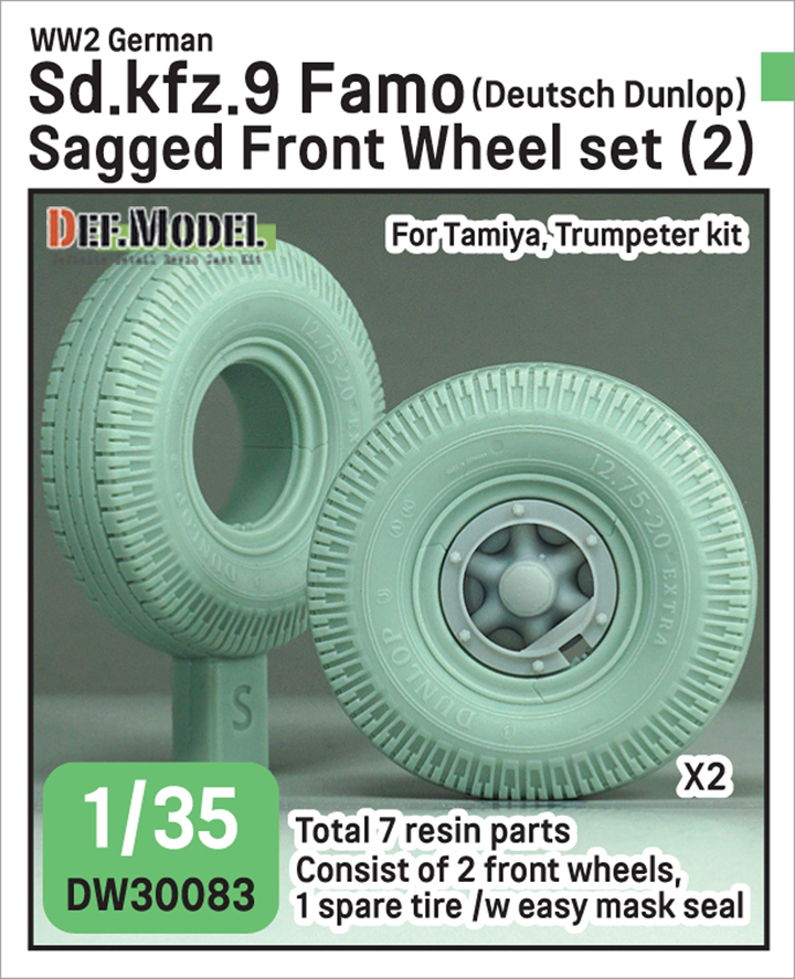 1/35 WWII German Sd.kfz.9 Famo Sagged Front Wheel set (2) - Deut
