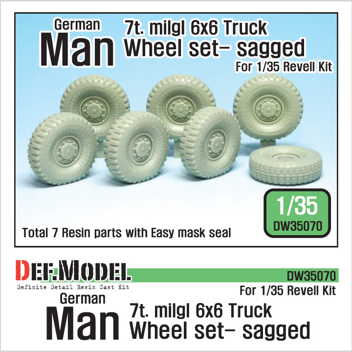 1/35 German Man 6X6 7t. Mil gl Truck Sagged Wheel set Continenta