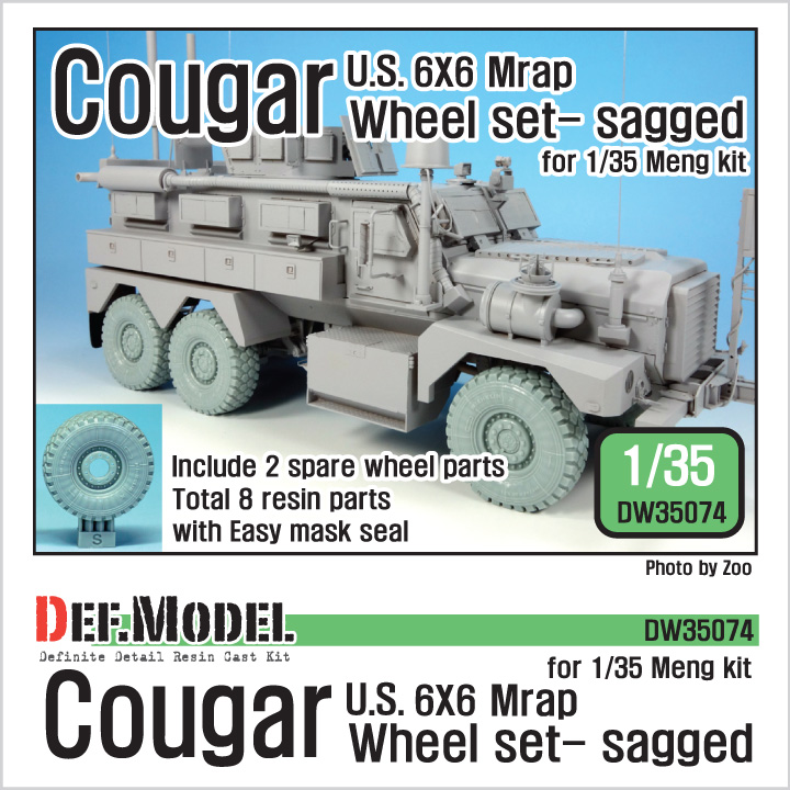 1/35 U.S Cougar 6x6 MRAP Sagged Wheel set (for MENG)