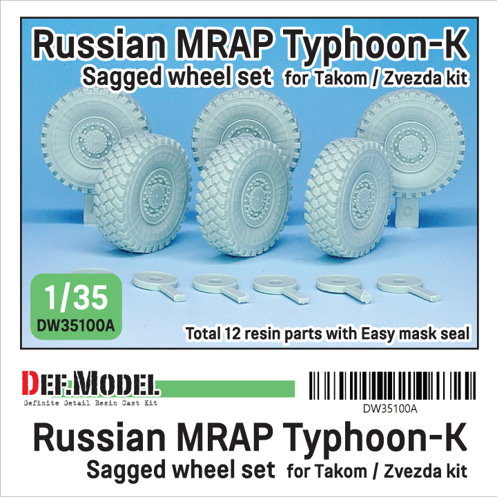 1/35 Russian 'Typhoon-K' Mrap Sagged Wheel set (for Takom, Zvezd