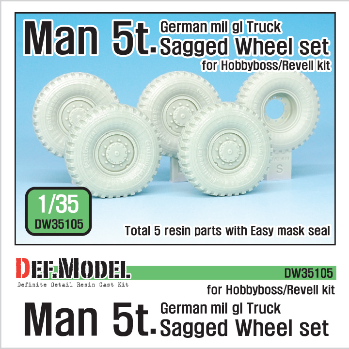 1/35 German Man 5t. Mil gl Truck Sagged Wheel set Continental ti