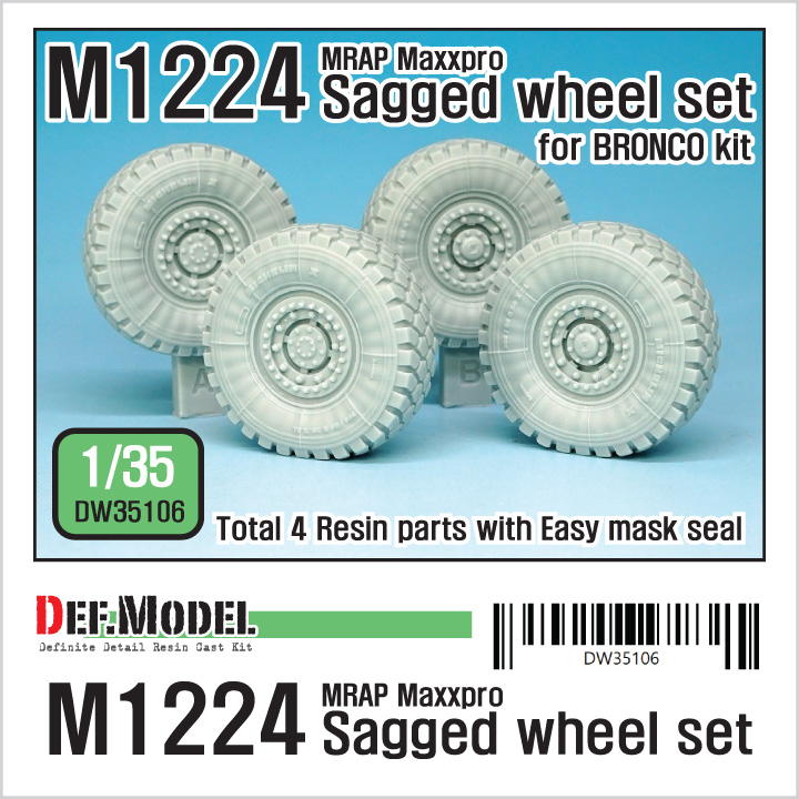 1/35 M1224 MRAP M-pro Sagged Wheel set (for Bronco)