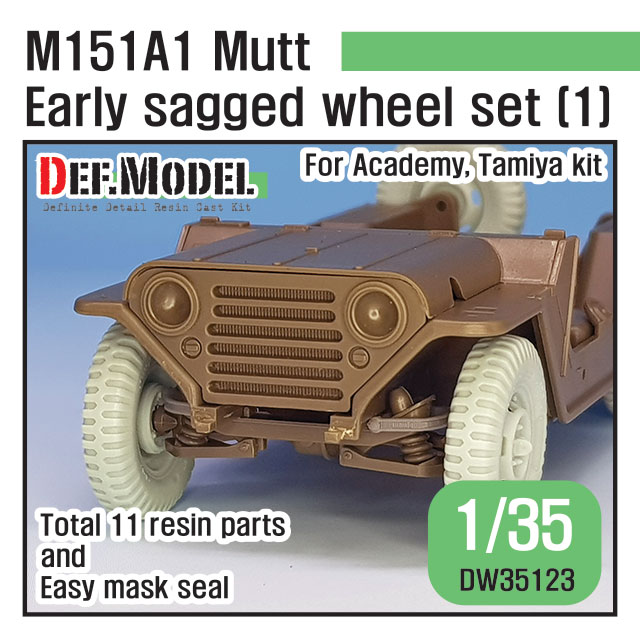 1/35 M151A1 Mutt Jeep Early Sagged Wheel set (1) (for Academy/Ta