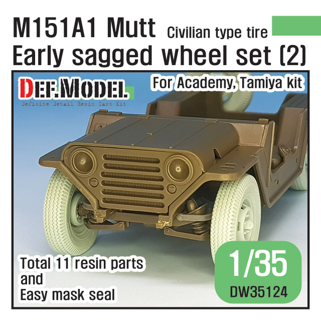 1/35 M151A1 Mutt Jeep Early Sagged Wheel set (2) (for Academy/Ta