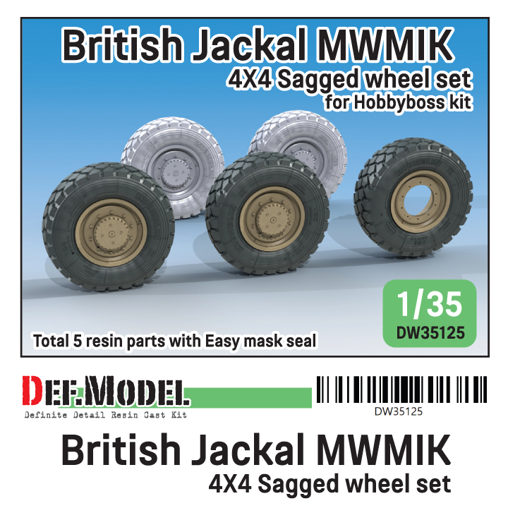 1/35 British Jackal MWMIK 4x4 Sagged wheel set (for Hobbyboss)