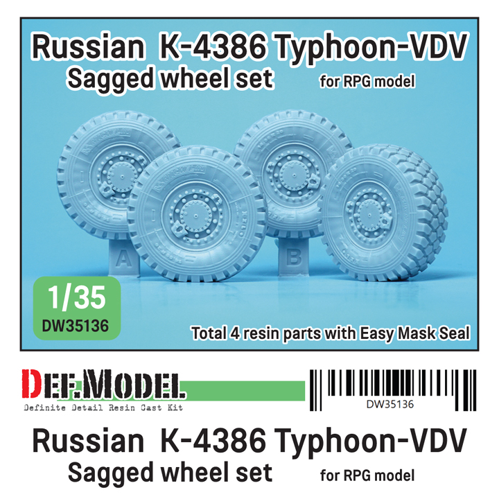 1/35 Russian K-4386 Typhoon-VDV Sagged wheel set (for RPG mode