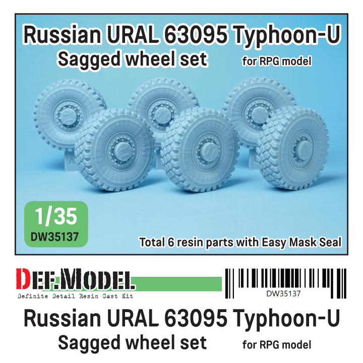 1/35 Russian URAL 63095 Typhoon-U Sagged Wheel set (for RPG mode