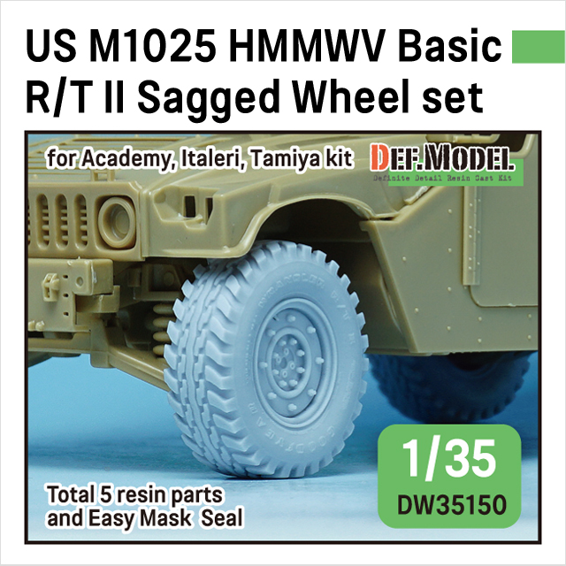 1/35 US M1025 HMMWV Basic R/T II Sagged wheel set (for Academy,