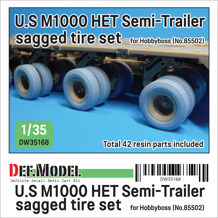 1/35 US M1000 HET semi-trailer sagged tire set (for Hobbyboss)