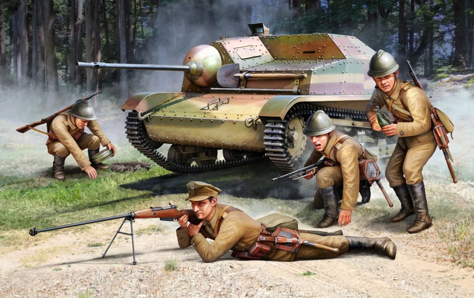 予約する　　1/35 "タンクハンターズ" ポーランド軍 ウーラン騎兵&TKS戦車w/クルー セット (フィギュア6体/1台入)