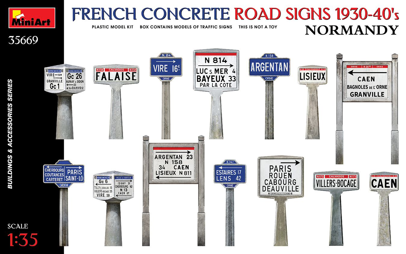 予約する　　1/35 フランスのコンクリート道路標識 1930～40年代 ノルマンディー