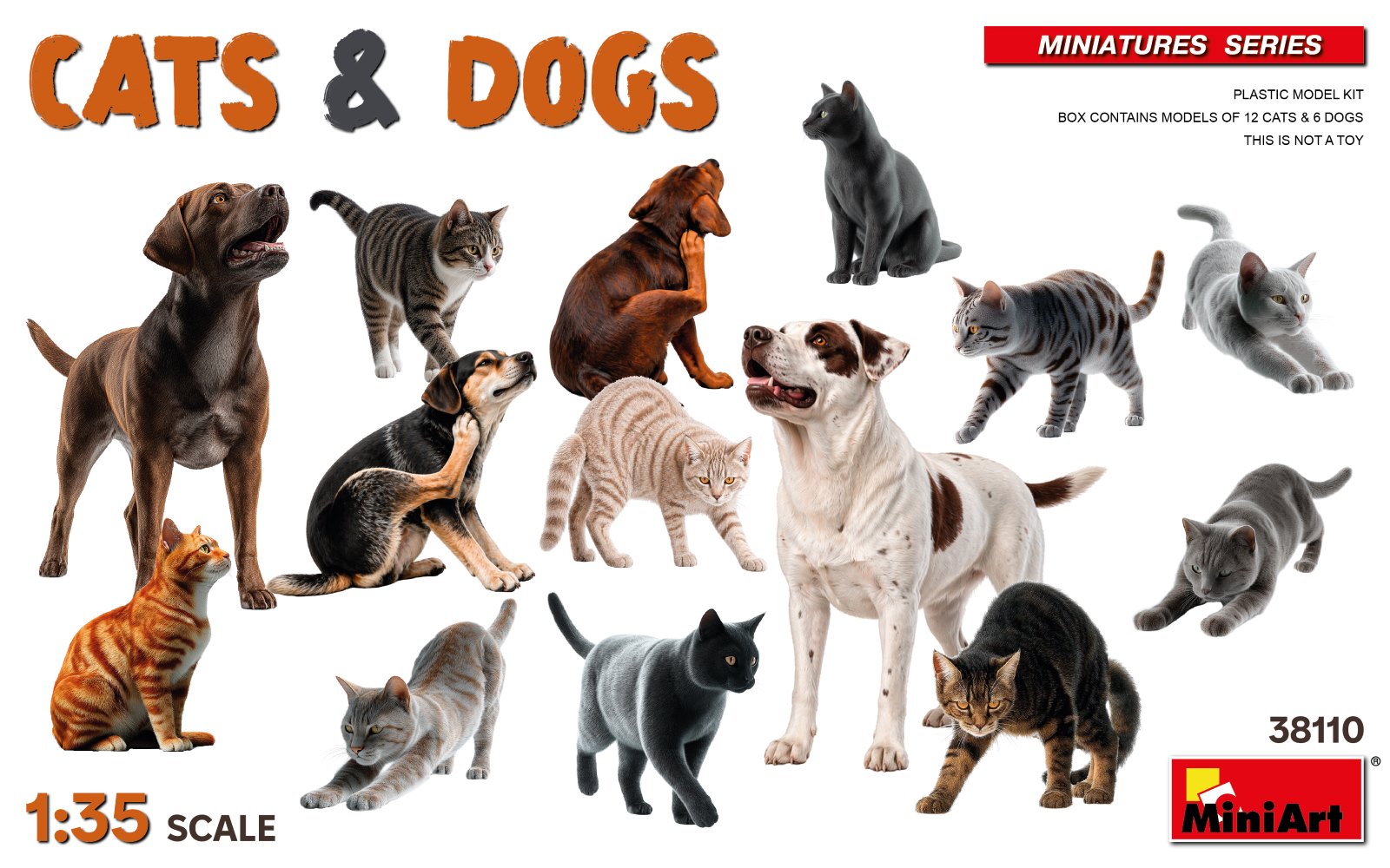 予約する　　1/35 猫12匹＆犬6匹セット