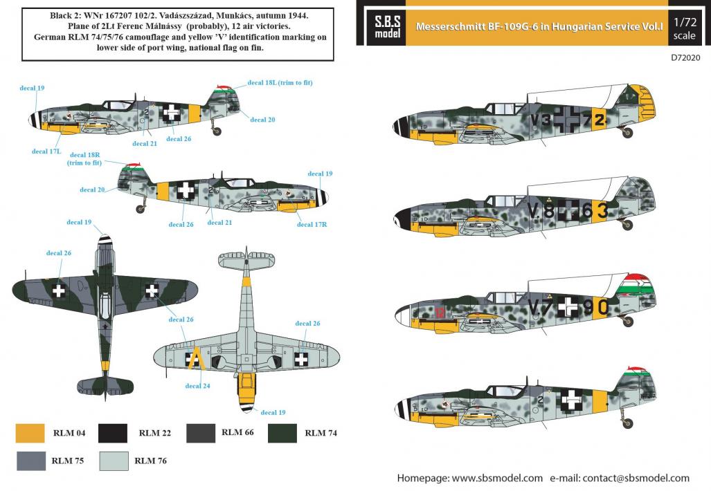 1/72 メッサーシュミットBf109G-6 「ハンガリー空軍 Vol.1」 [D72020] - 1,320円 : Hobby Modelbau  Maxim, ホビーショップマキシム