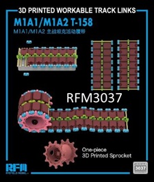 予約する　　1/35 M1A1/M1A2用可動式履帯 (T-158タイプ)w/ワンピース起動輪 (3Dプリンター製)