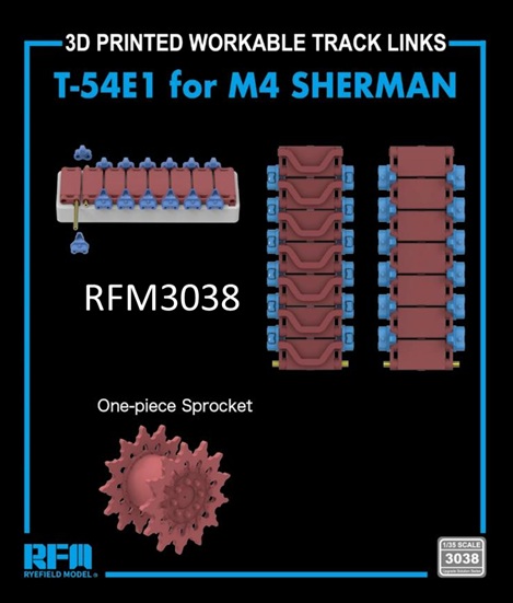 予約する　　1/35 M4/M4A1/M4A2/M4A3/M4A4用 3Dプリンター製可動式履帯 (T-54E1タイプ)