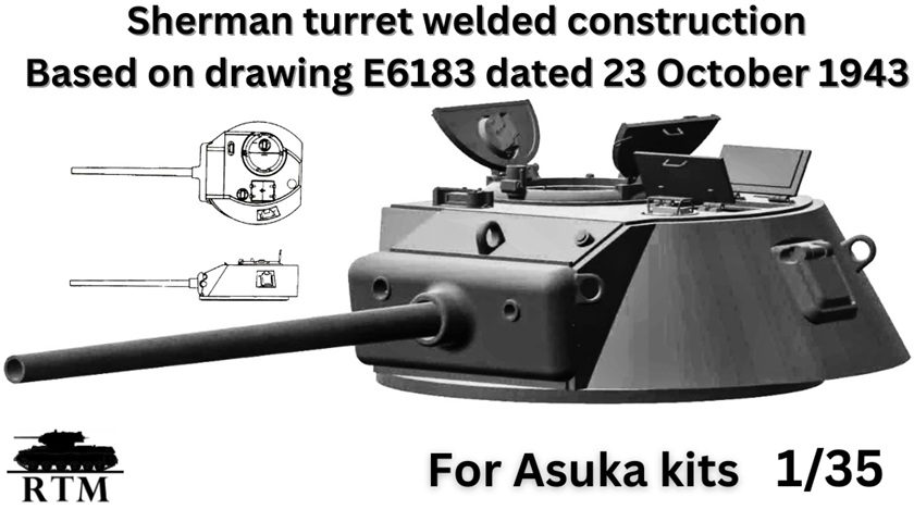 1/35 アメリカ M4 シャーマン 76mm溶接構造試作砲塔(アスカモデル用)