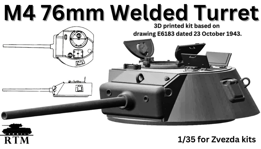 1/35 アメリカ M4 シャーマン 76mm溶接構造試作砲塔(ズベズダ用)